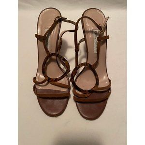 L’Autre Chose leather brown sandal heels